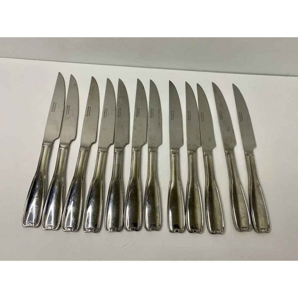 Reed & Barton Manor Park Stainless Steak Knives Lot Of 12 Replacements